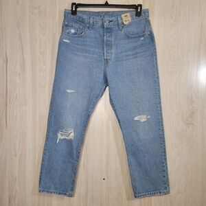 Levi’s 501 Distressed Button-Fly Straight Ankle Jeans Sz 31x26